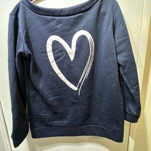 Women’s Navy Sweatshirt with White Heart Design